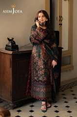 ASIM JOFA - 3PC DHANAK EMBROIDERED ZF301
