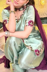 MURK -  3PC LUXURY SILK EMBROIDERED V735