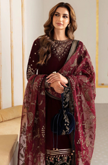 JAZMIN  - 3PC VELVET EMBROIDERED ZF307