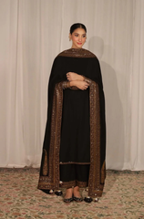 Black Mystique - 3PC Dhanak Embroidered ZF288