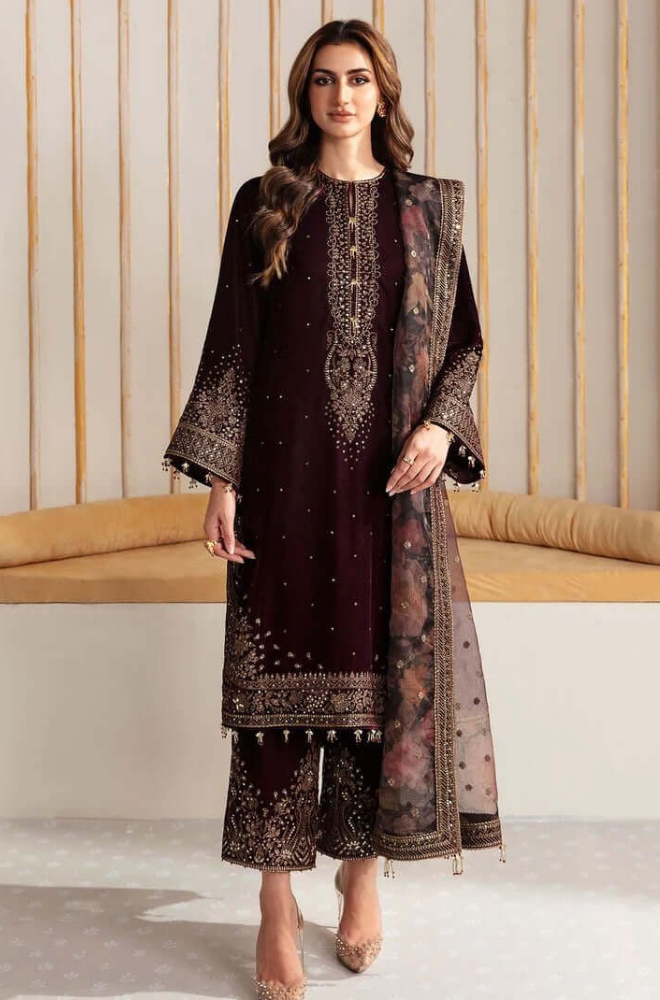 JAZMIN  - 3PC Embroidered Velvet ZF266