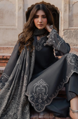 IZEL-3PC DHANAK EMBROIDERED WITH WOOL PRINTED SHAWL V736