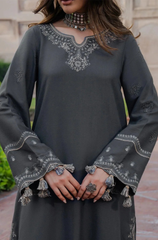 IZEL-3PC DHANAK EMBROIDERED WITH WOOL PRINTED SHAWL V736