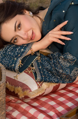 3PC - DHANAK Embroidered Shirt with Organza Sequence Embroidered Dupatta ZF232