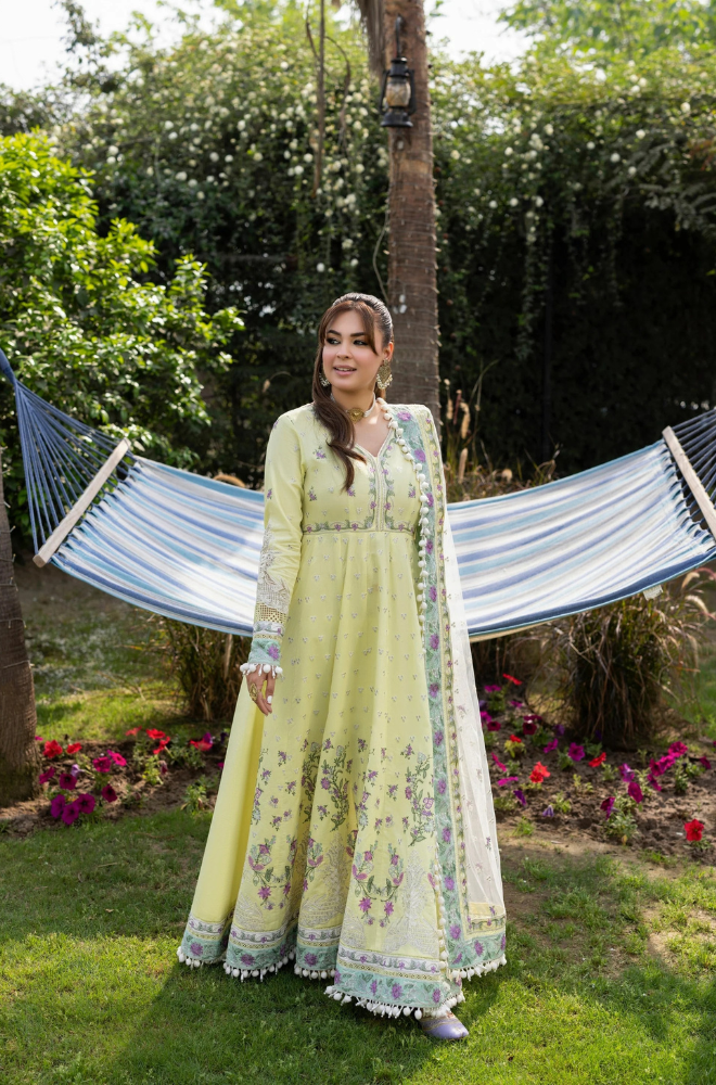 ANEEAS - 3PC LAWN EMBROIDERED SHIRT WITH NET EMBROIDERED DUPATTA AND TROUSER  728