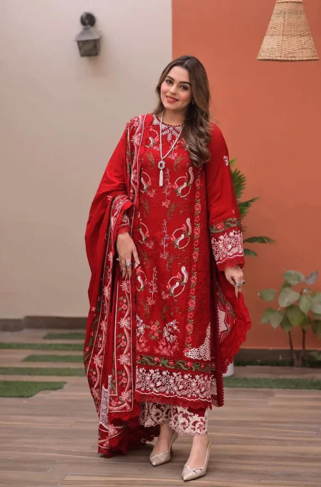 Aneelas - 3PC Unstitched Embroidered Lawn Suit 715