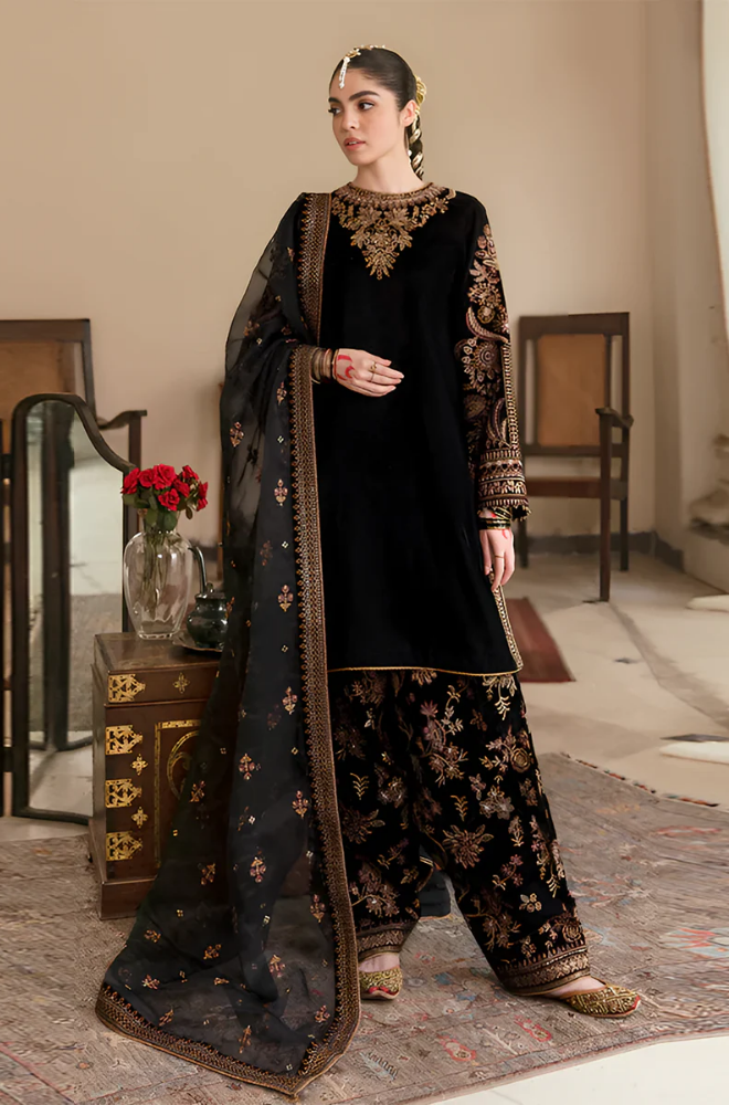 BAROQUE - 3PC VELVET EMBROIDERED ZF282