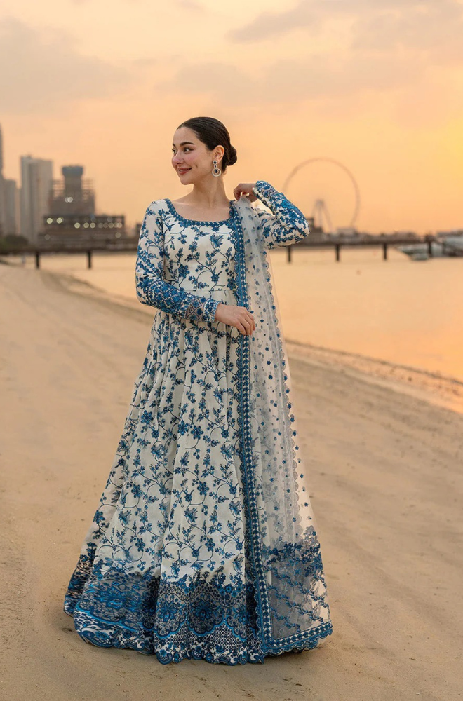 FAIZA SAQLAIN -  3PC LAWN EMBROIDERED SHIRT V718